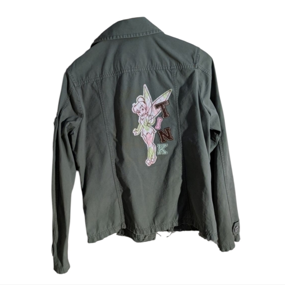 Disney Resort Tinkerbell Utility Jacket Coat Women's Sz M Army Green Distressed